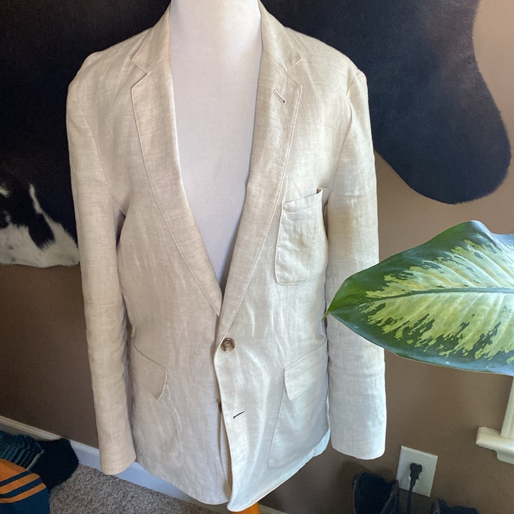 J.Crew Factory Men's Tan Linen Two-Button Sportcoat